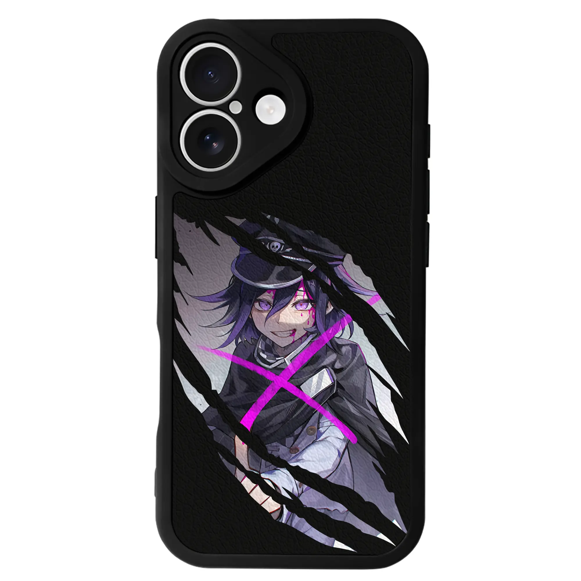 ダンガンロンパ グッズ,王馬小吉 - IPhone 16シリーズ対応 ・ シリコンスマホケース ・ レザー調 ・ 高精度フィット ・ 耐衝撃 ・ ワイヤレス充電対応 ・ 精密カット